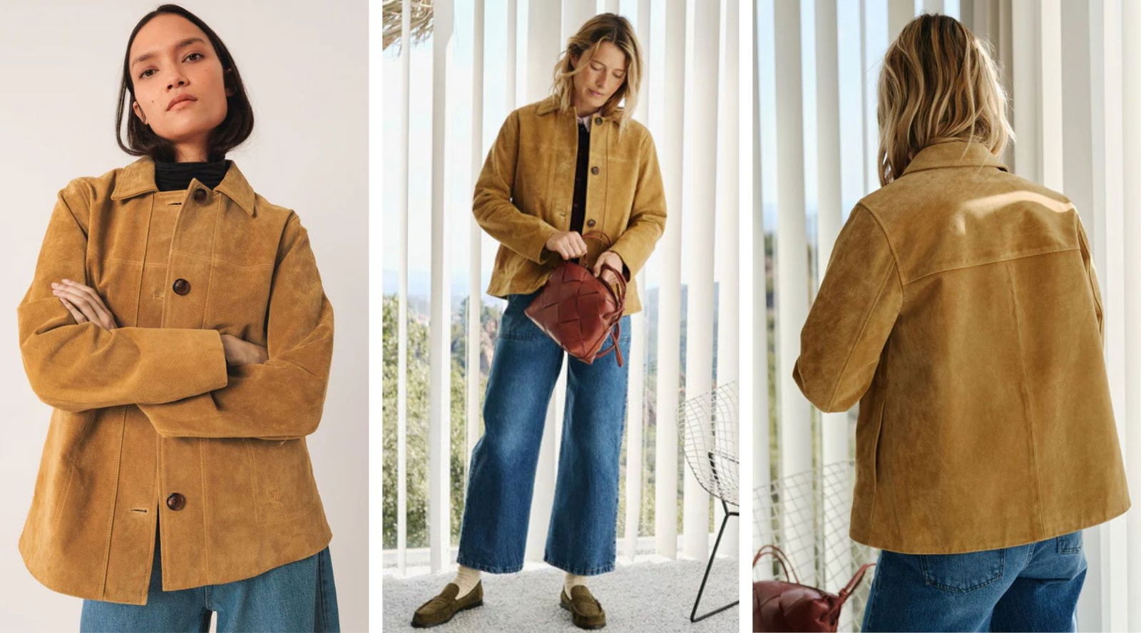 El look perfecto para ir a trabajar este otoño lo resuelves con camisa bordada y chaqueta de ante