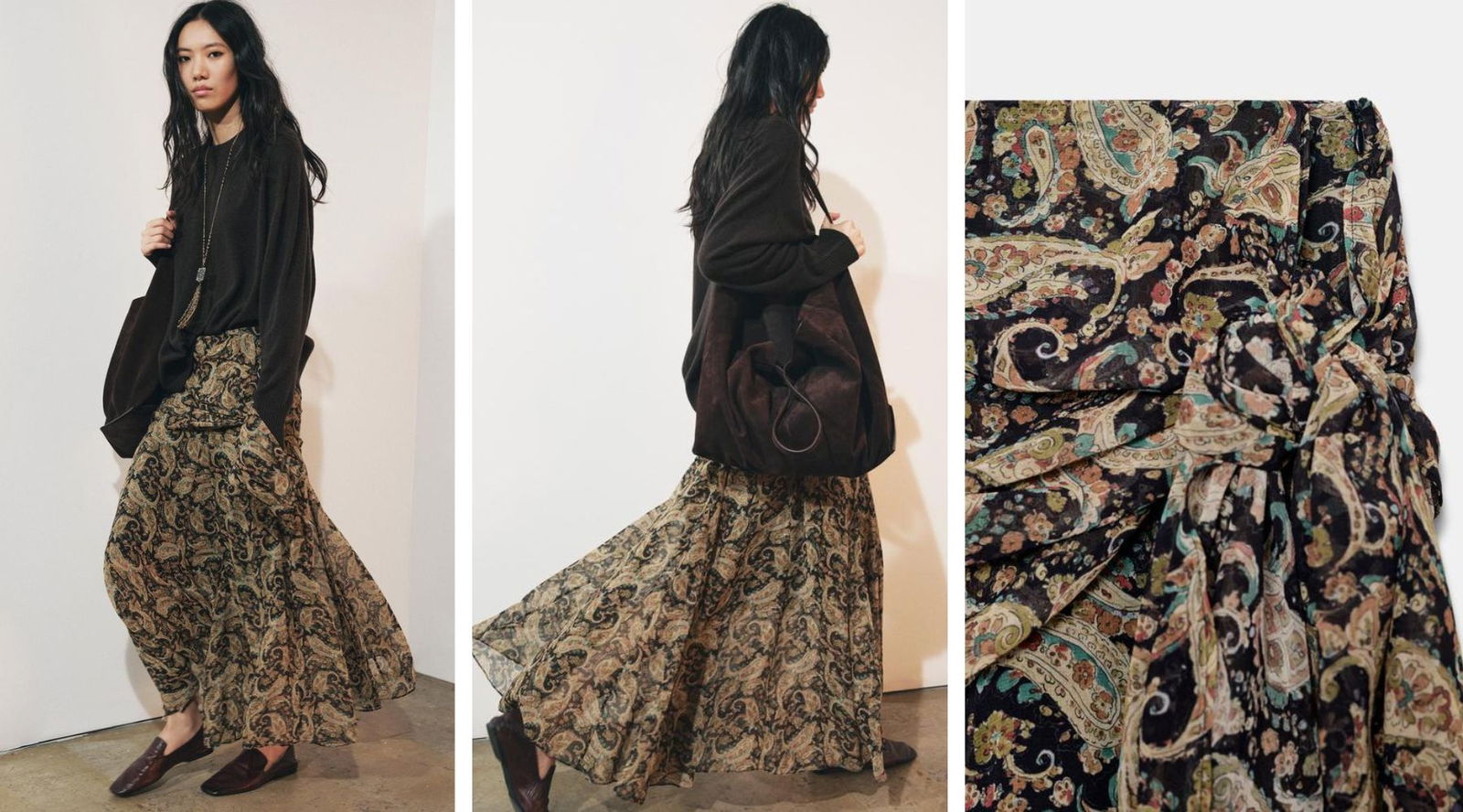 Zara tiene la falda larga bohemia que favorece a todas y será la estrella del otoño