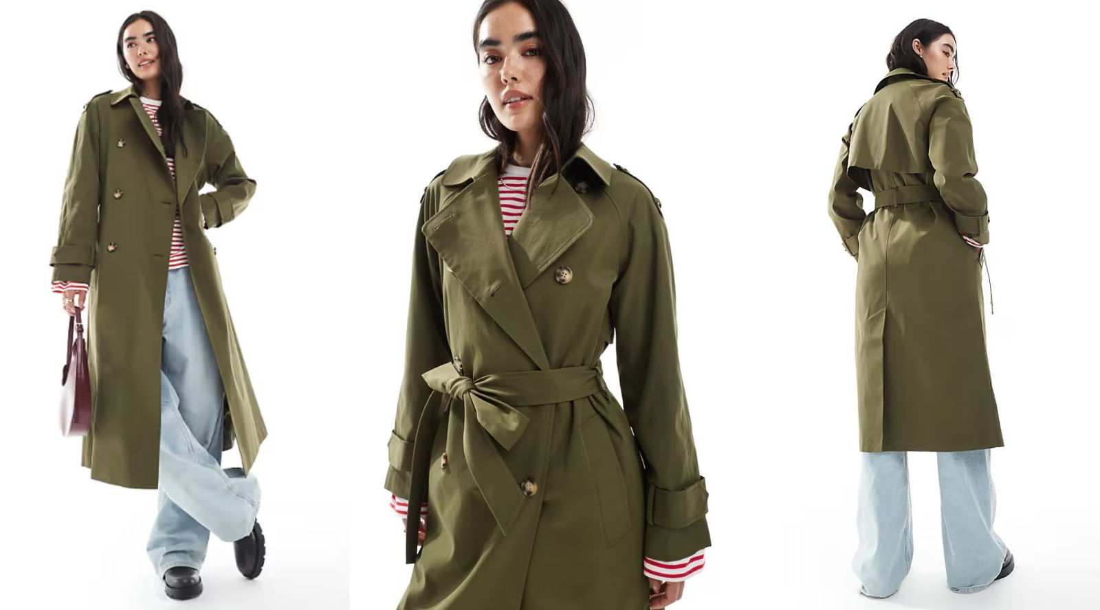 El trench verde es la gabardina que compite con el beige en el armario de las francesas