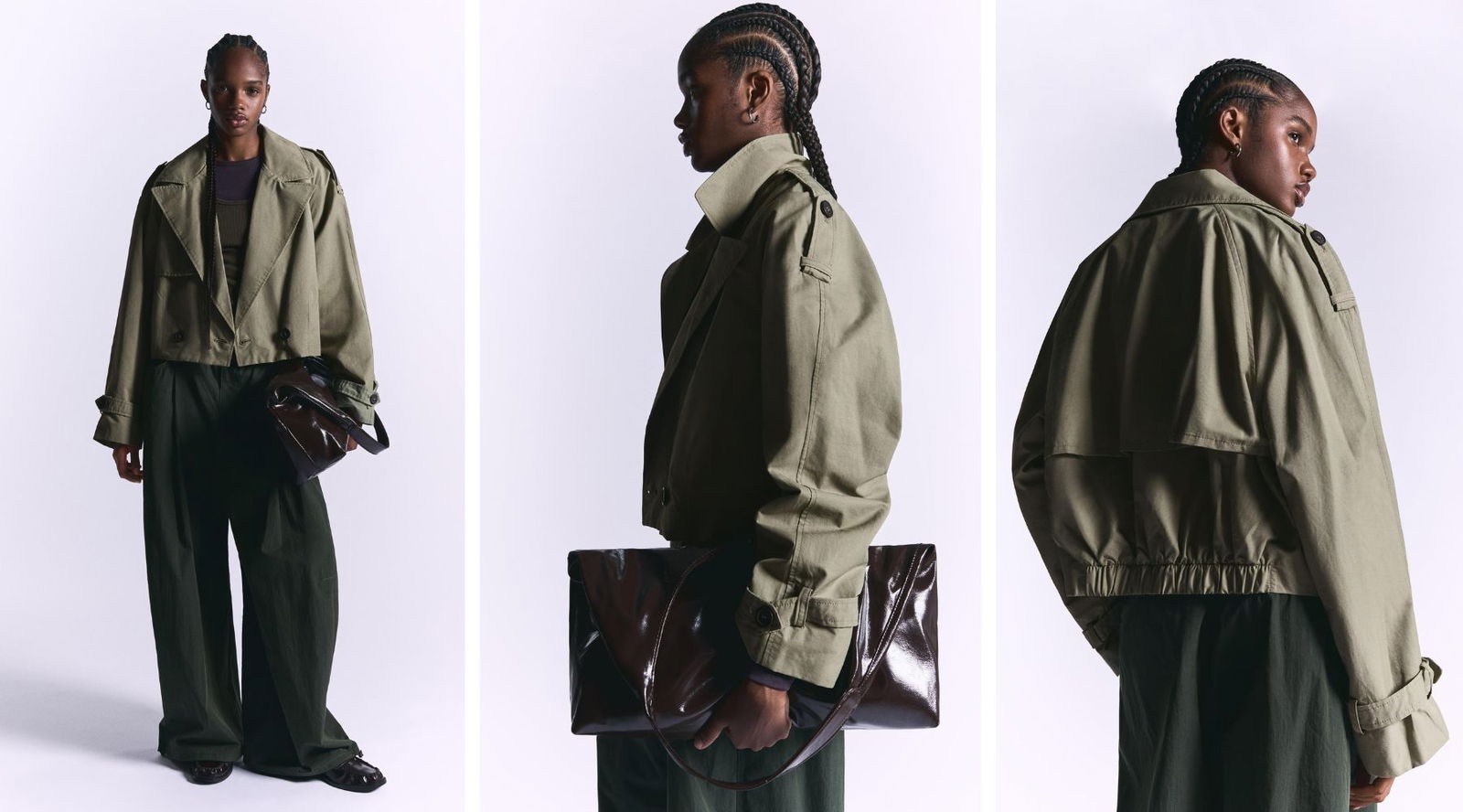 El trench verde es la gabardina que compite con el beige en el armario de las francesas