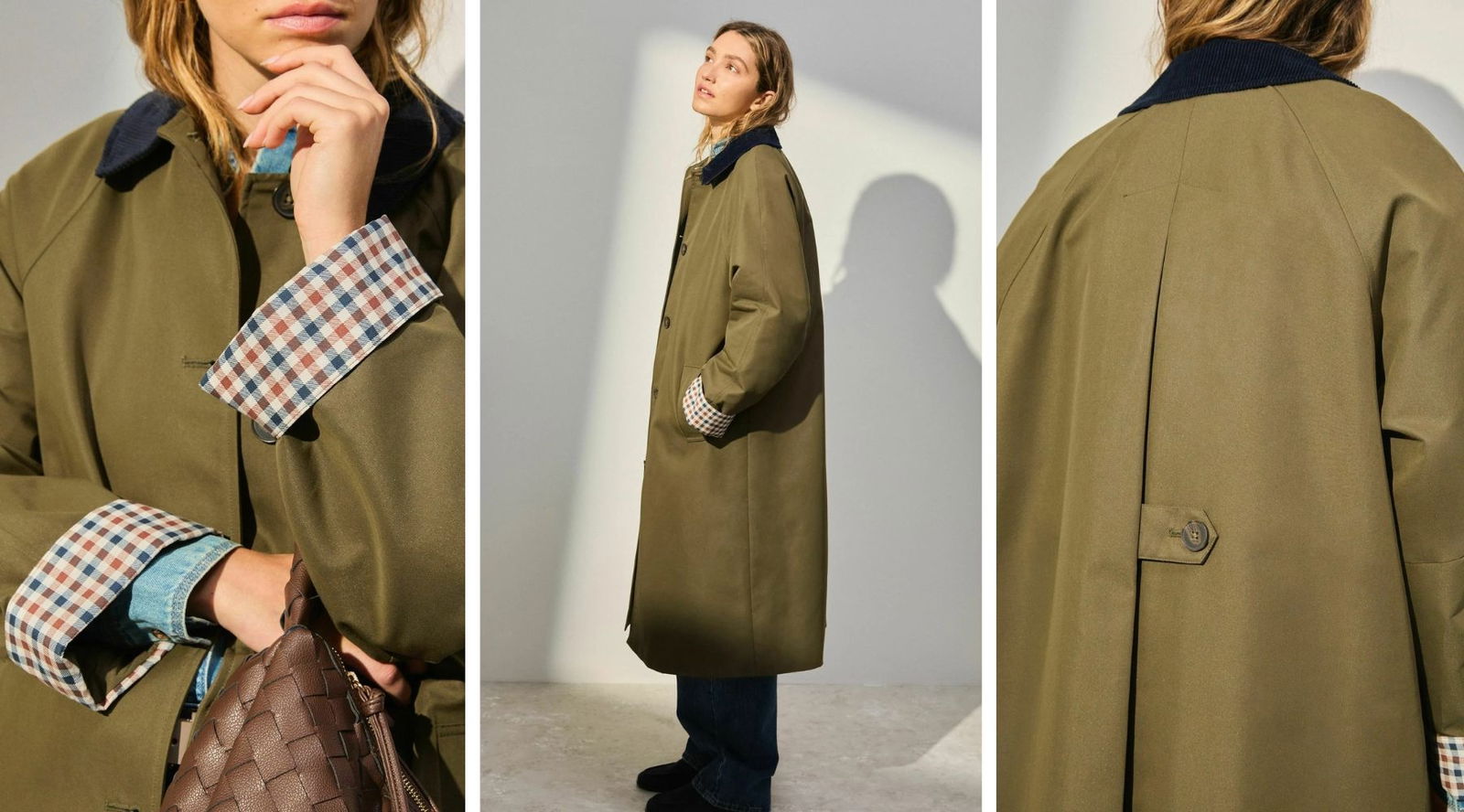 El trench verde es la gabardina que compite con el beige en el armario de las francesas