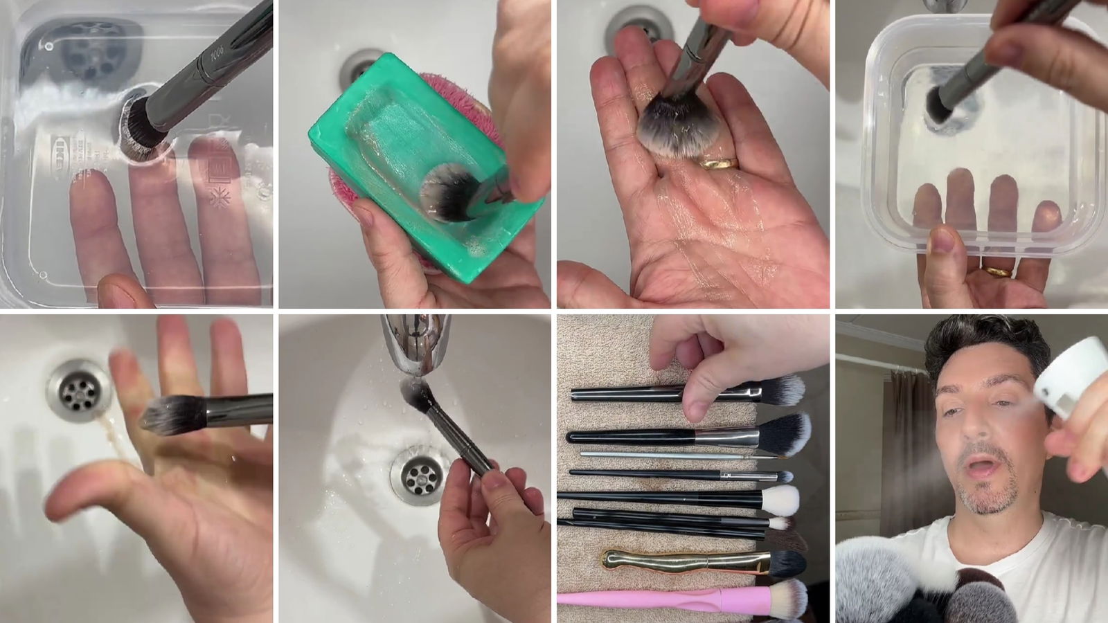 Limpieza de brochas de maquillaje