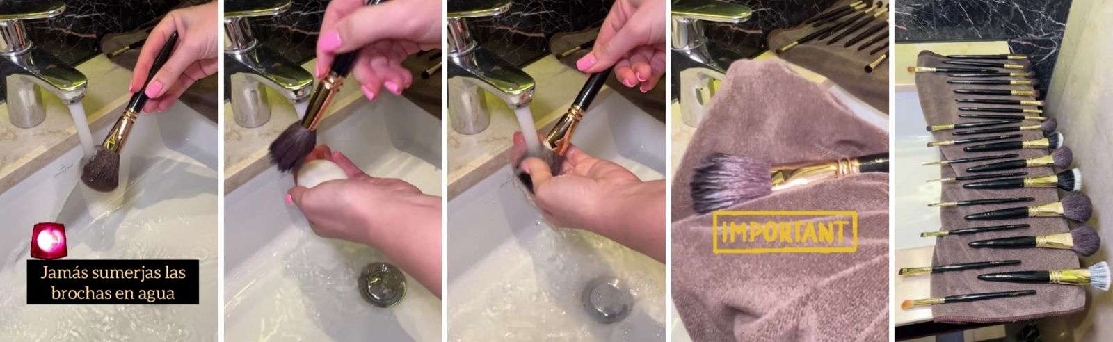 Limpieza de brochas de maquillaje