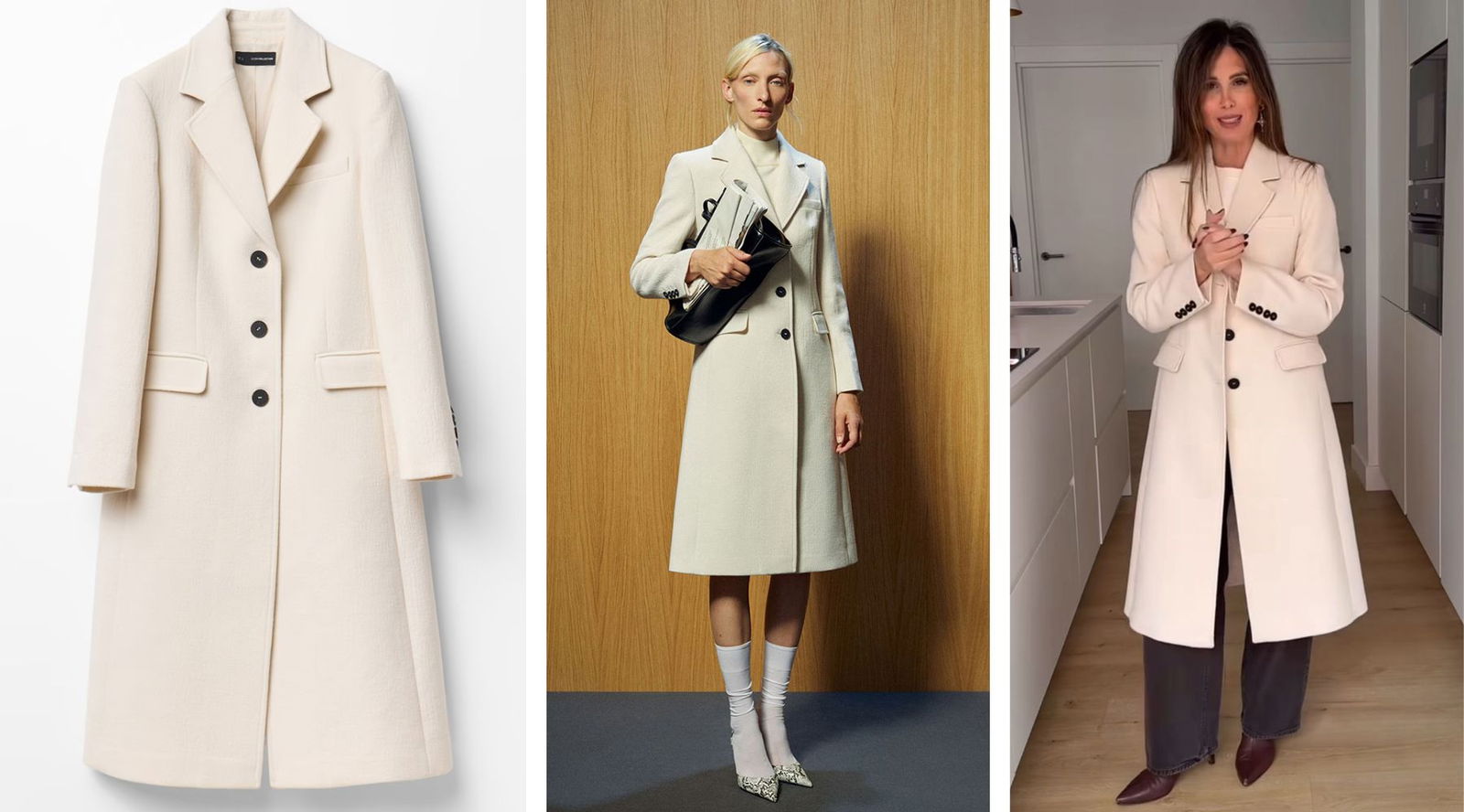 Así combina Estíbaliz Prieto el blanco este otoño: falda y abrigo que iluminan cualquier look