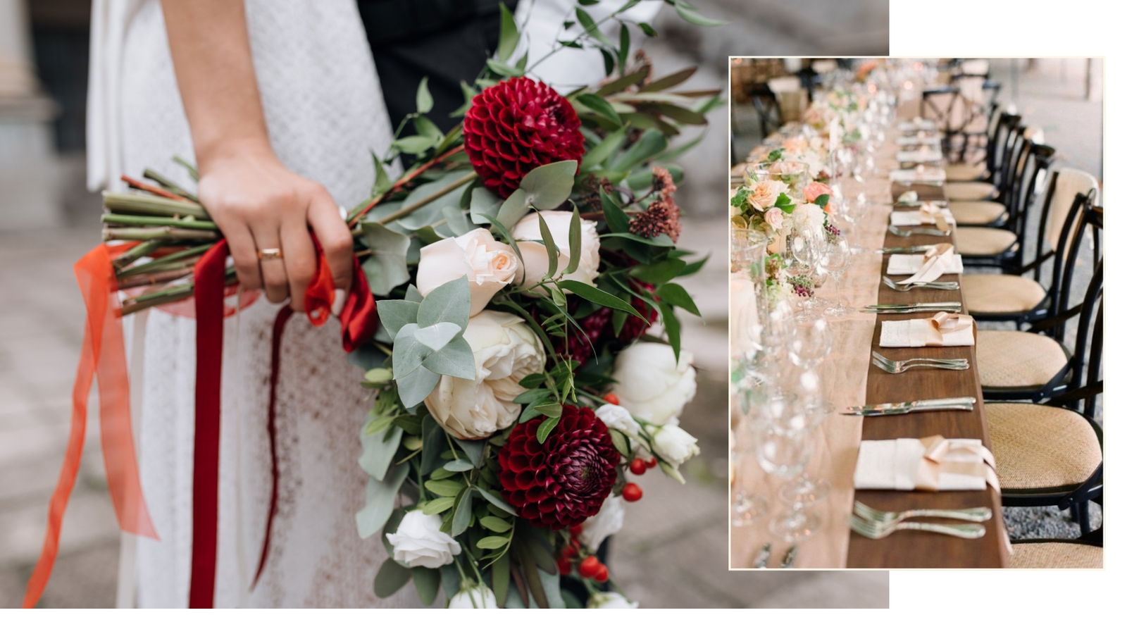 Boda burdeos y melocotón
