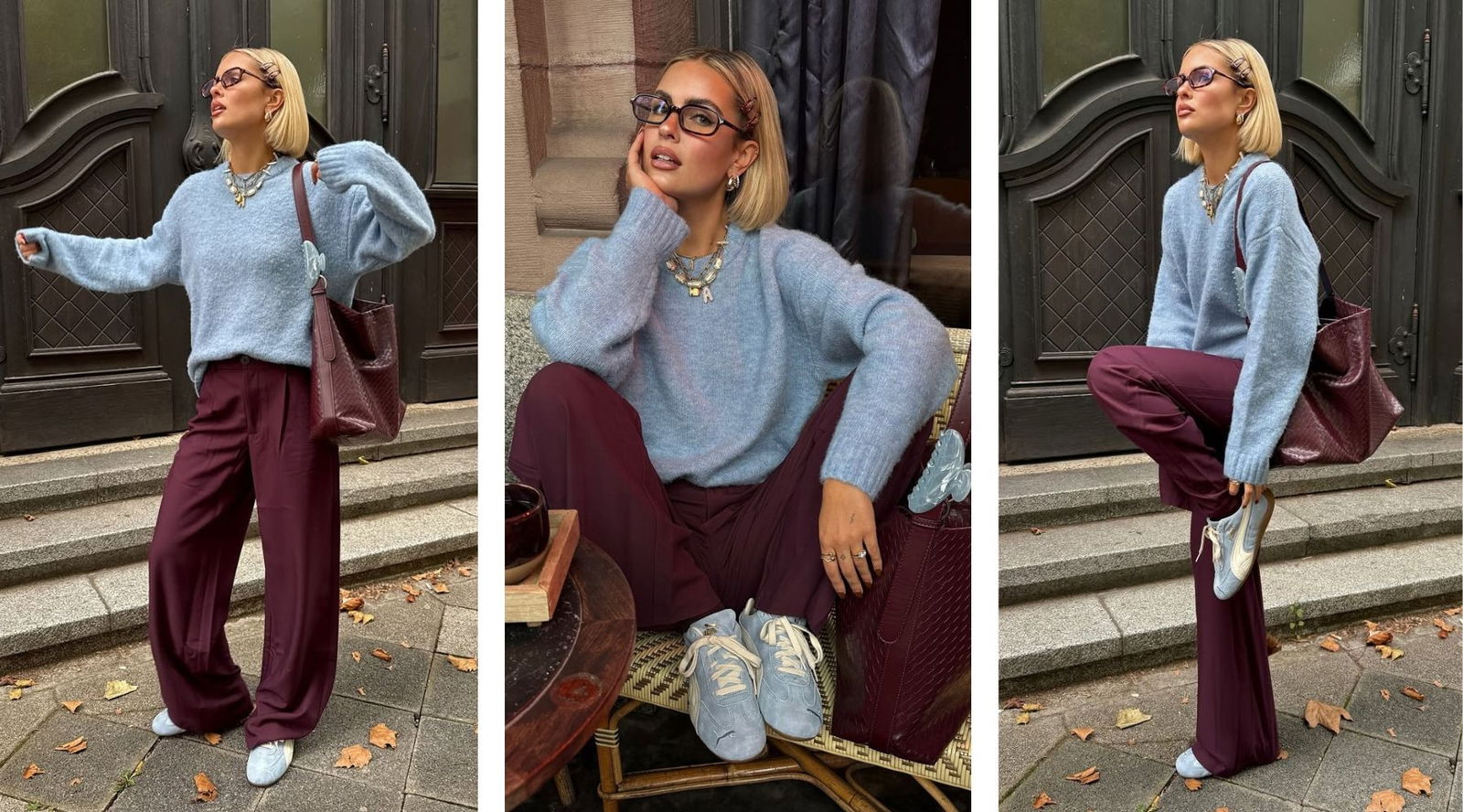 Así se lleva el jersey azul este otoño: tres looks que lo confirman