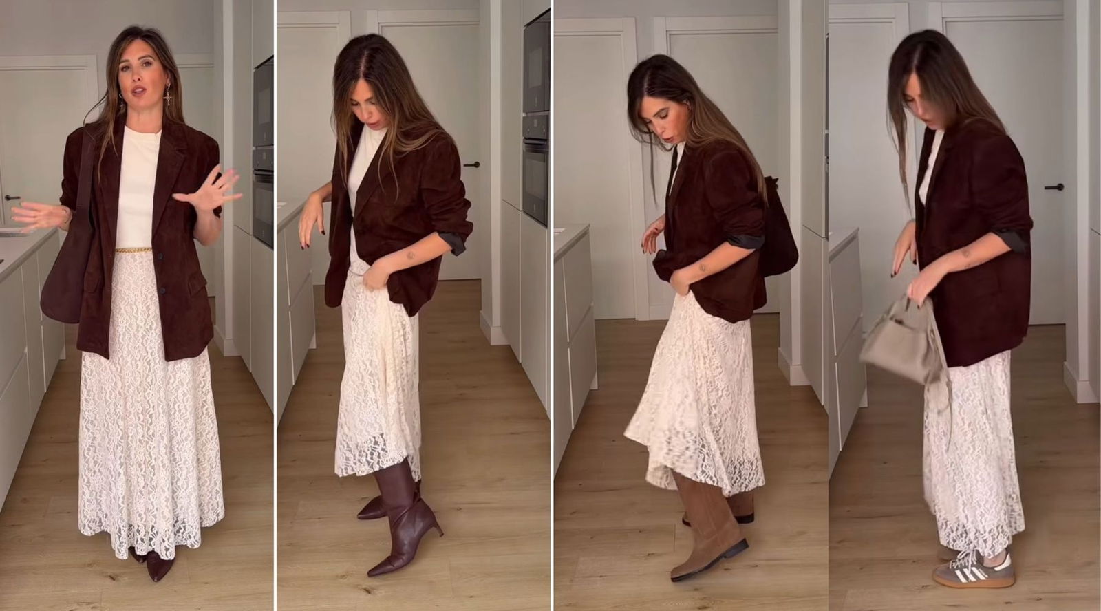 Así combina Estíbaliz Prieto el blanco este otoño: falda y abrigo que iluminan cualquier look
