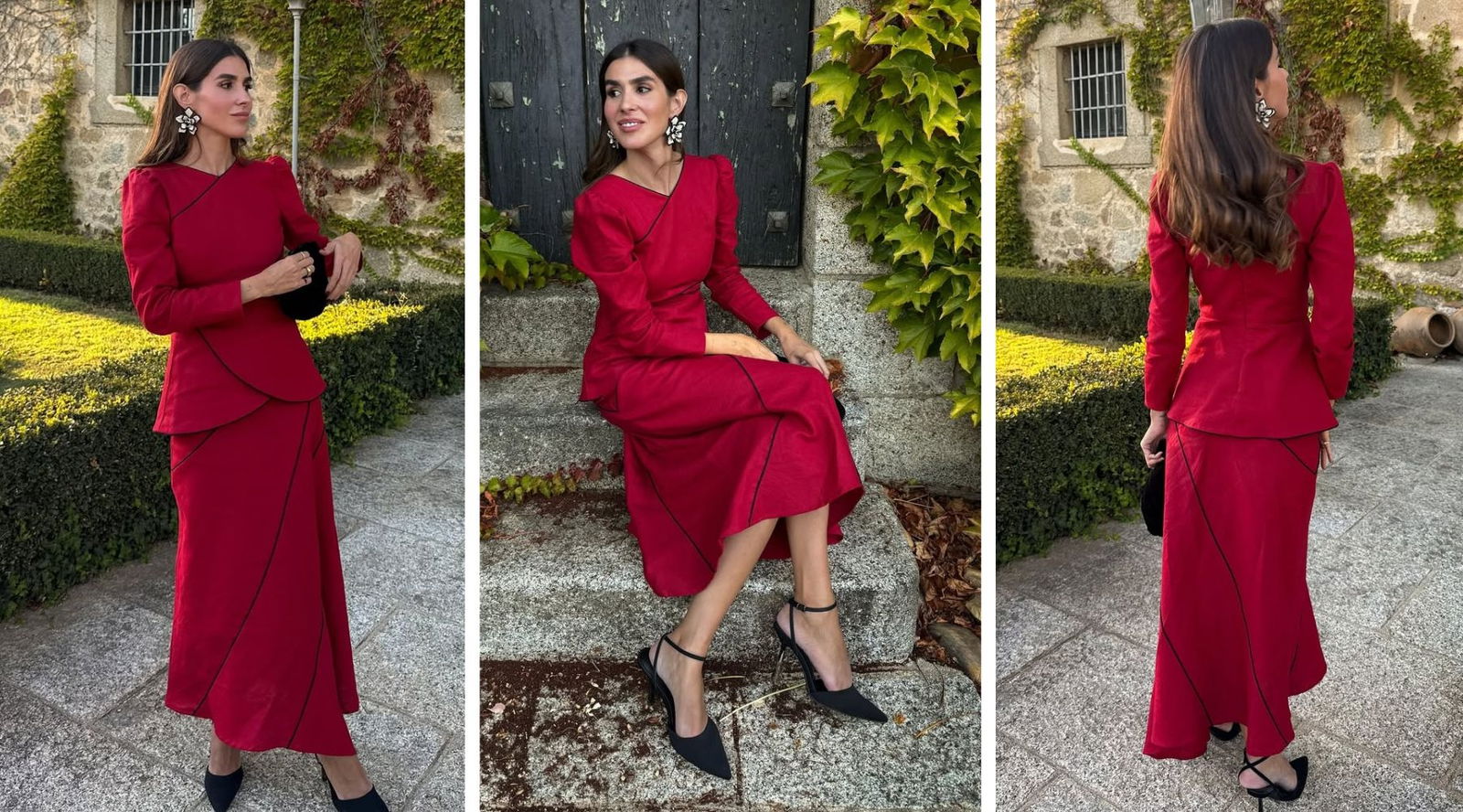 Mery Turiel acierta en su última boda con un conjunto rojo de firma española
