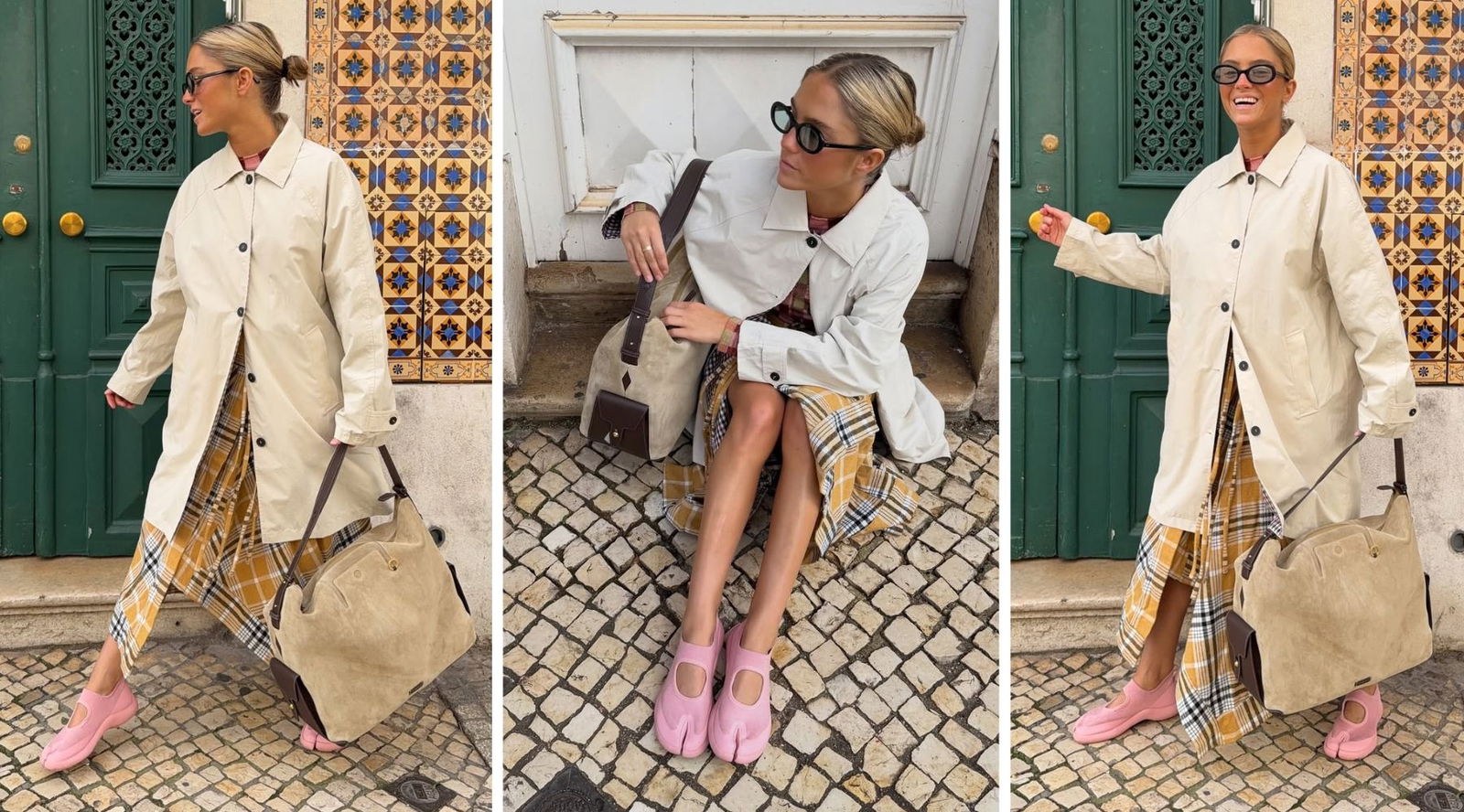 Caetana Ba tiene la falda de cuadros más original del otoño (y parece una camisa anudada)