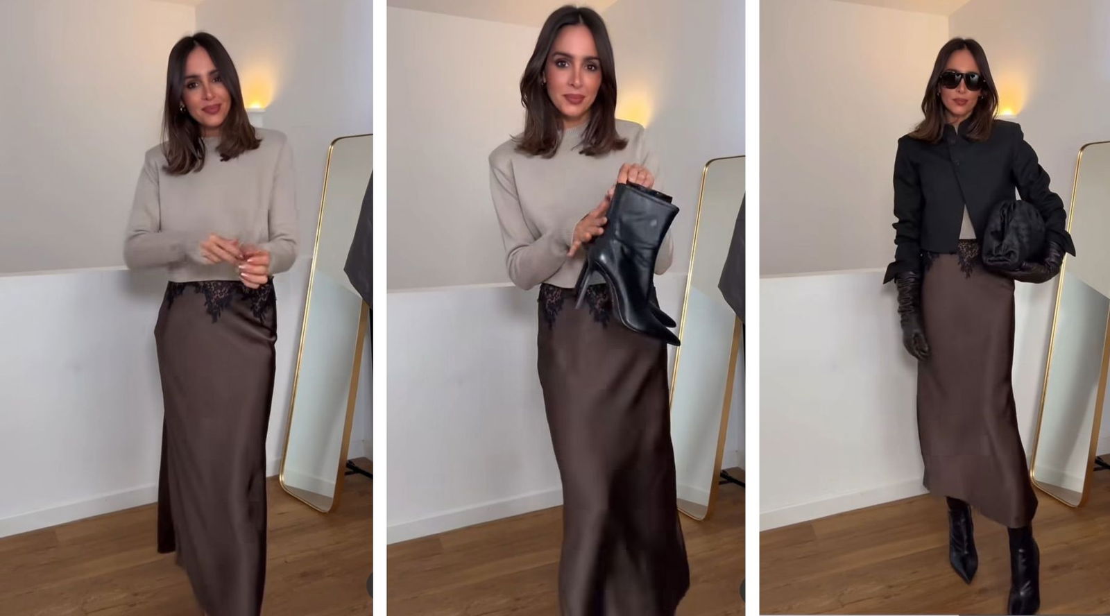 Rocío Osorno convierte la falda satinada de Zara en el look más elegante (y versátil) del otoño