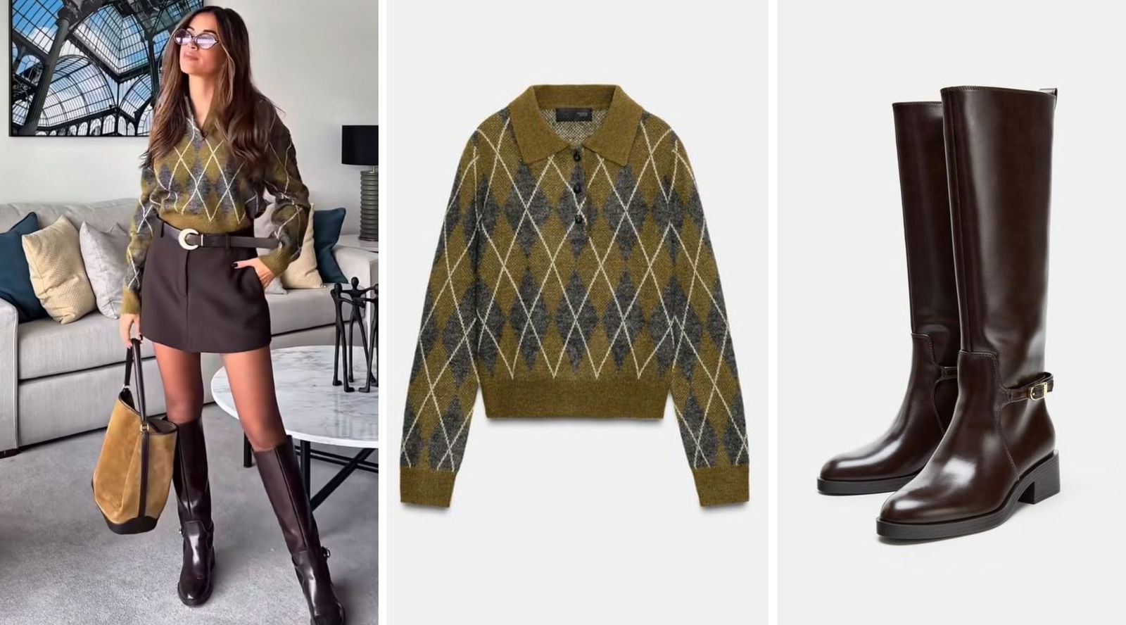 Rocío Camacho se une a la tendencia de los rombos y los cuadros con cinco looks de Zara ideales