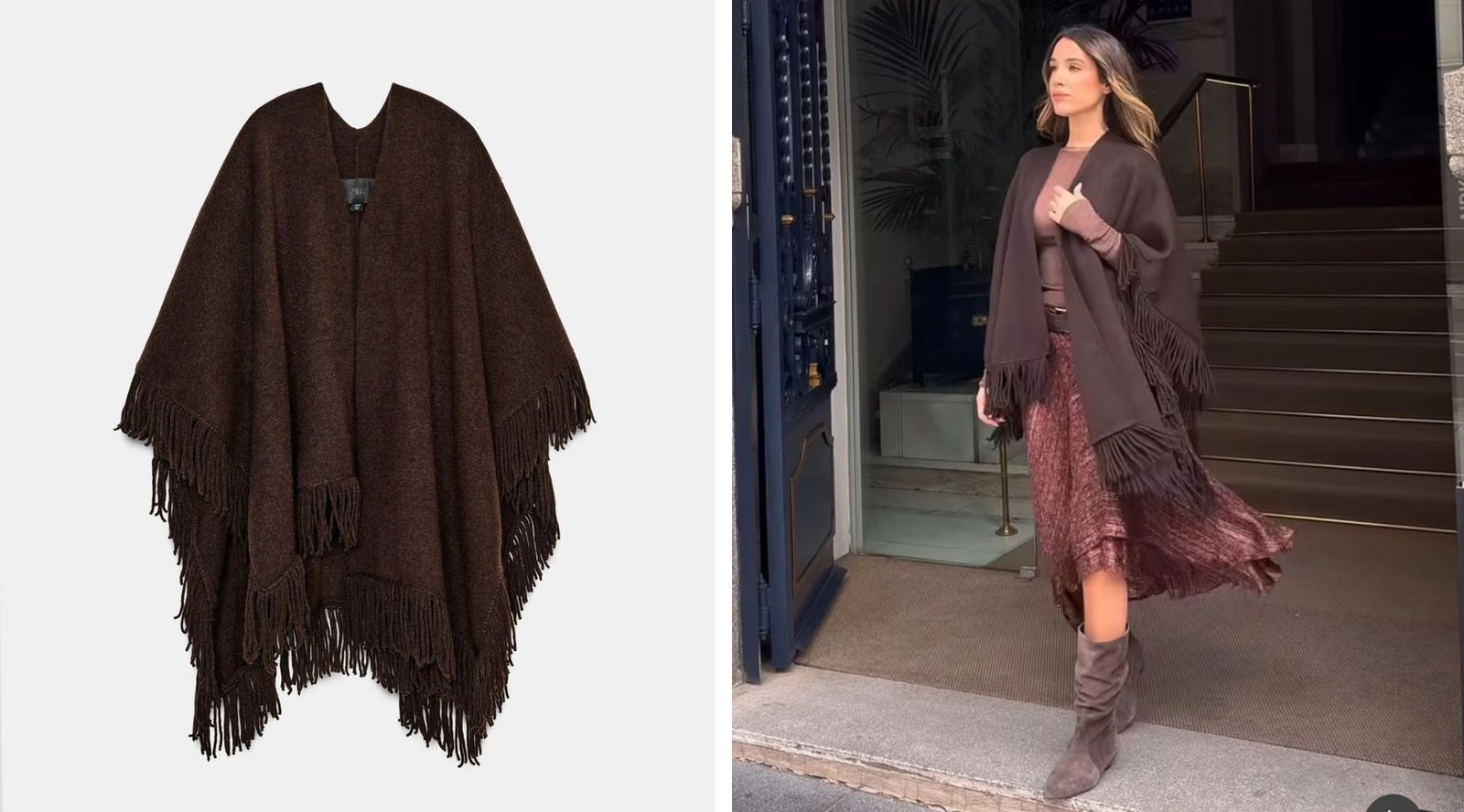 El look boho de Teresa Bass que nos ha hecho querer un poncho marrón ya