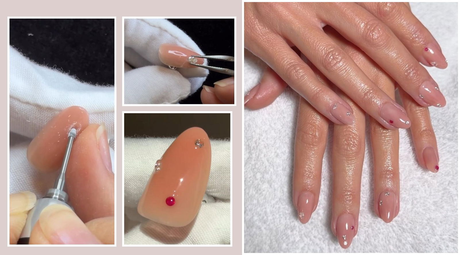 La manicura más especial de Margot Robbie con diamantes y rubíes sobre base nude