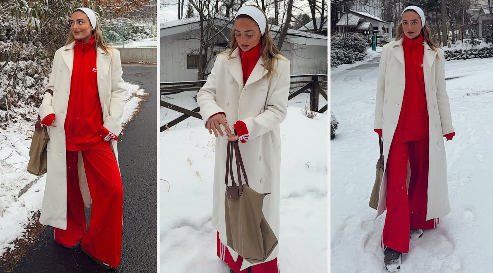 Este chándal rojo demuestra que la comodidad también puede ser elegante en la nieve