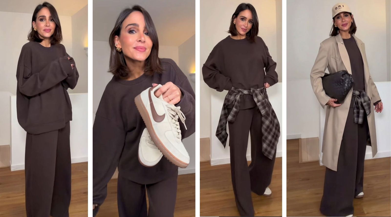 Los dos conjuntos cómodos de Zara que Rocío Osorno eleva con gabardina y accesorios