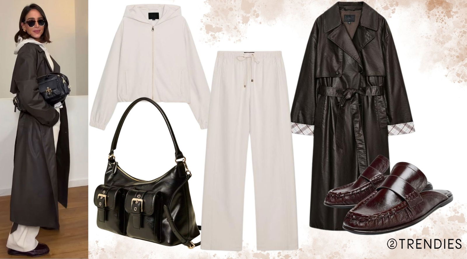 Los dos conjuntos cómodos de Zara que Rocío Osorno eleva con gabardina y accesorios