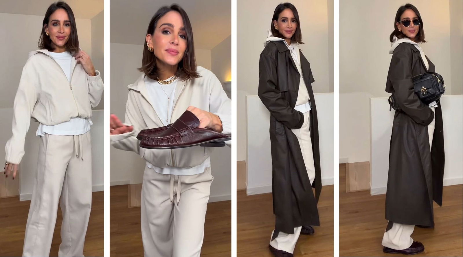 Los dos conjuntos cómodos de Zara que Rocío Osorno eleva con gabardina y accesorios